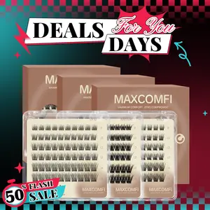 MAXCOMFI Glue-Free Pre-Cut Individual Eyelash Extensions - Cluster Lashes, DIY Cosmetic Makeup Product, Mini Portable Purse Pack for On-the-Go Touch-Ups, Eyelashes Extensions