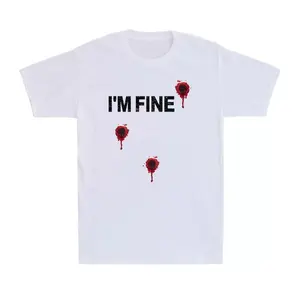 I'm Fine |   Funny Bleeding Sarcastic Humor Graphic Halloween Bloody Men's T-Shirt
