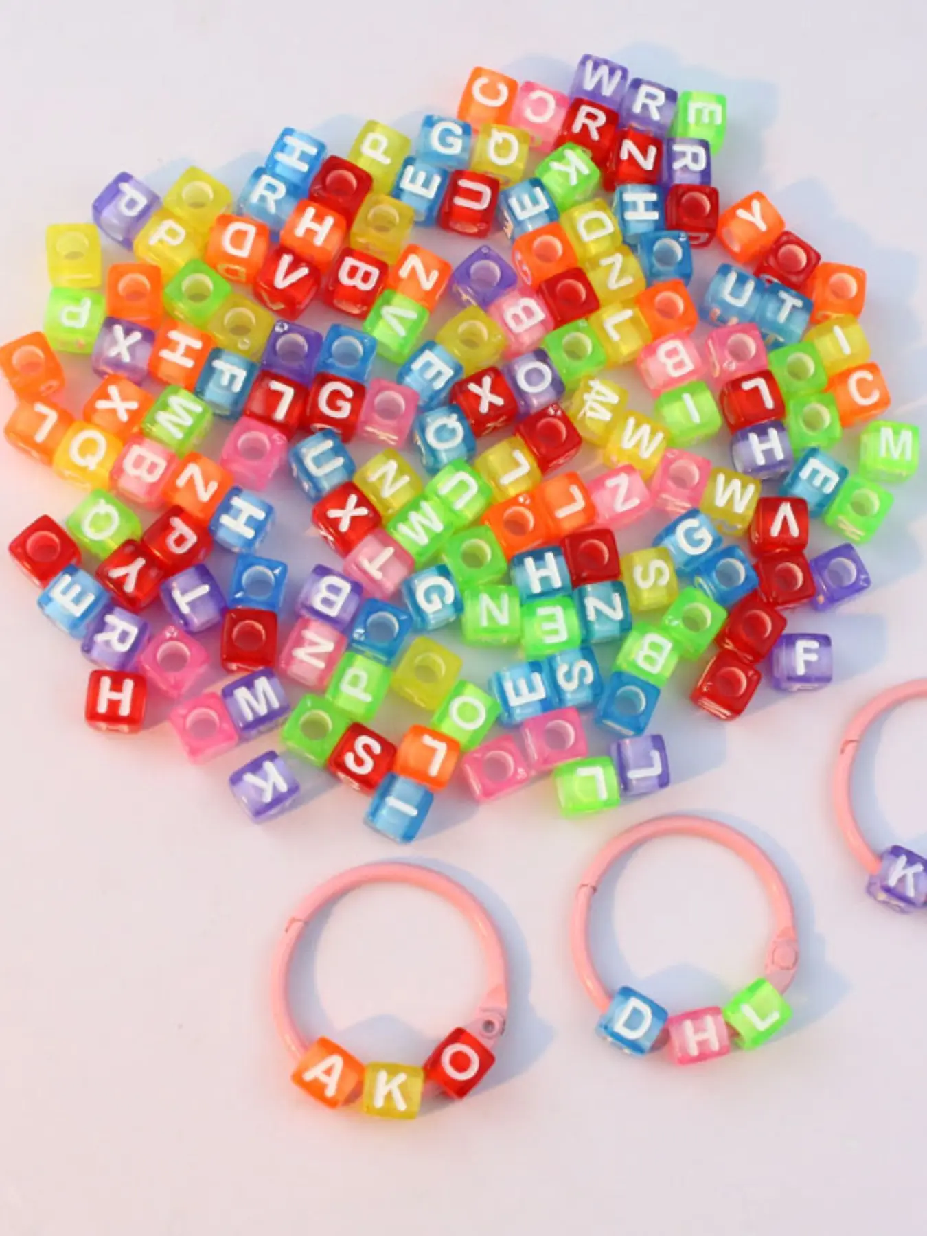100 Letter Beads A-Z, Mixed Colors, Y2K Jewelry Accessories, 8mm Square Alphabet Beads for DIY Crafts, Necklaces, Bracelets, Diy Jewelry Decoration, DIY Beading