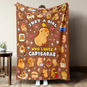 Capybara Plush Blanket - Soft Flannel Bedspread with Capybara & Capybara Lover Design, All-Season Cozy Throw for Bed, Sofa, Office, Or Gift - Ideal Holiday Present For Capybara Enthusiasts, Capybara Blanket