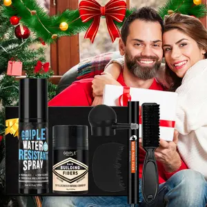 Hair Building Fiber Powder Christmas Gift Box Set, Adds Volume, Hair Volumizer, Includes Applicator, Haircare Spray, Optimizer , Beard Pencil Filler, Brush，Father, Boyfriend, Husband Christmas Gifts，Suitable for Fine Soft Hair