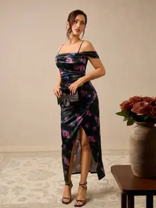 Popilush Women's Shapewear Maxi Dress Multi-Way Wear Off Shoulder Bodycon Long Formal Cocktail Party Dresses for Women