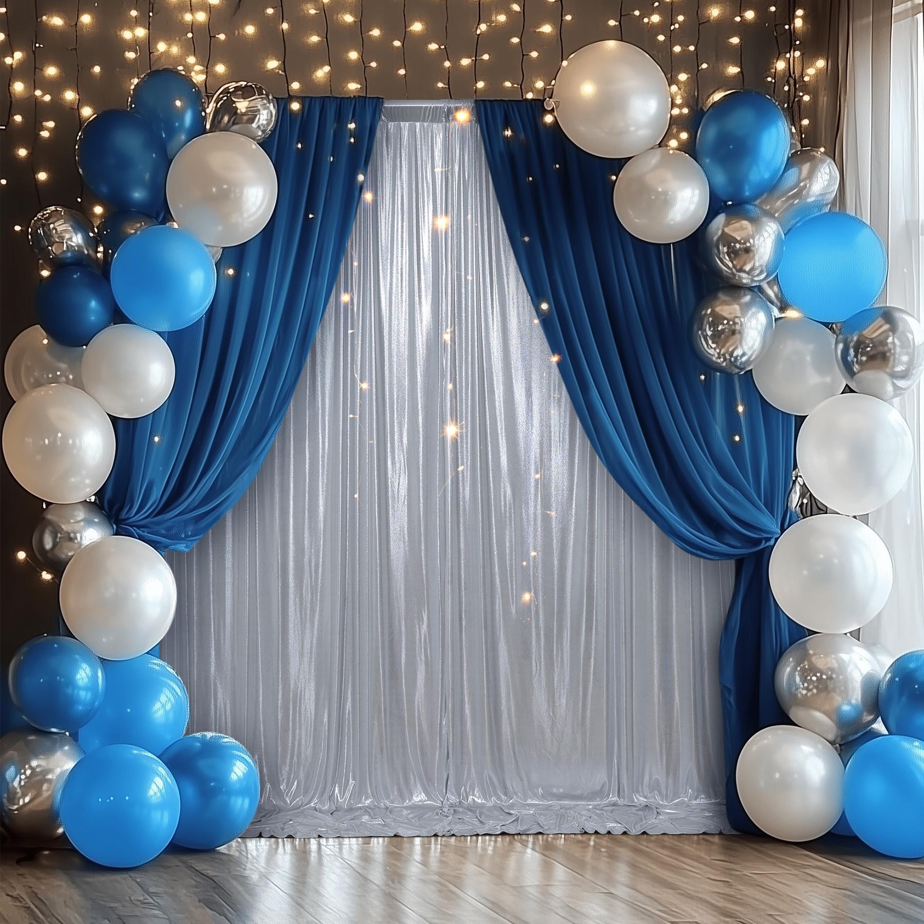 Silver Sequin Backdrop Curtain, 2 Panels 5x10FT Polyester Fabric Drapes with Shimmer Effect for Wedding Decor, Event Photography, Two Panels