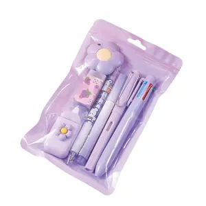 7 Piece Cute Stationery Set, School & Office Supplies, Pen, Highlighter, Correction Tape, Ruler, Multi-Function Knife