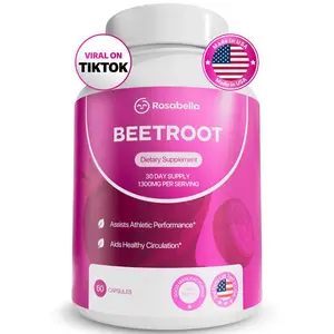 Rosabella Premium Beetroot Capsules I 1300mg OrganicBeet Root Powder Dietary Supplement I Made in USA VeganNon-GMO |60 Count 30 Day Supply