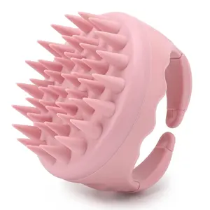 Silicone Scalp Massager Shampoo Brush Hair Scrubber Scalp Brush for All Hair Types of Women, Men, Kids, Pets - Pink