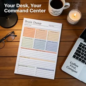 Brain Dump Sticky Note Pad, To-Do List Planner, Productivity Organizer, Efficiency Journal, Brain Clearing Notes, Task Management Tool