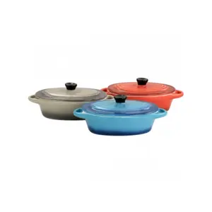 212 MAIN 3-Piece 6.7oz Gradient Wexford Mini Oval Casserole Bakeware Set, Oven-Safe Cookware Dish with Handles and Lid, Colorful Assorted Options