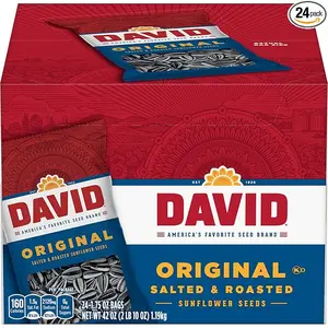NEW - DAVID Roasted and Salted Sunflower Seeds, Original Flavor, 1.75oz. (Pack of 24) Snack