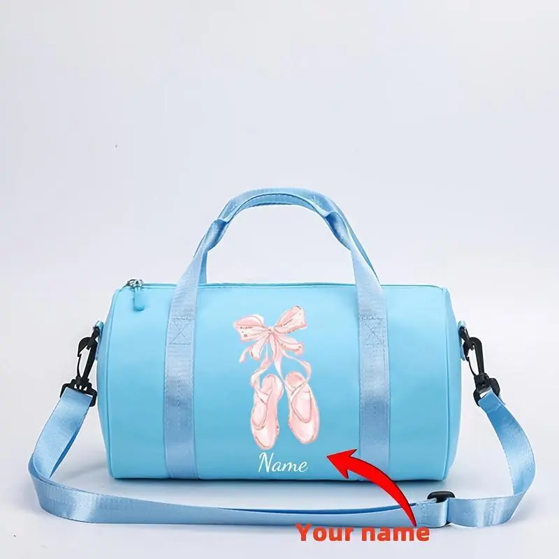 1pc Customized Personalized Name Duffel Bag | Cartoon Beautiful Bowknot Ballet Shoes Print, Outdoor Travel Nylon, Large Capacity Gym Bag, Multicolor Options, Suitable for Shoulder Bag and Luggage, Ideal for Daily Use and Gifts for Family and Friends