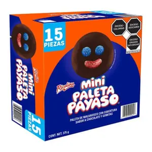 MIni Paleta Payaso 15 piezas 375 gram box Chocolate Sweet Candy Snack