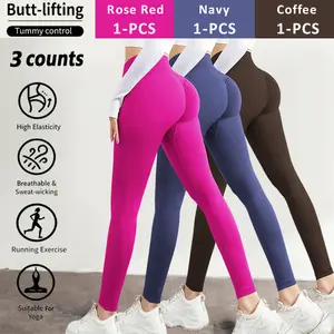 Women's 3pcs Candy Colors High Rise Seamless Leggings - Compression Gym Pants, Fitness BBL, Glute Enhancing, Gym Sports Tight, Comfy Breathable Skinny for Yoga, Versatile Indoor-Outdoor Wear