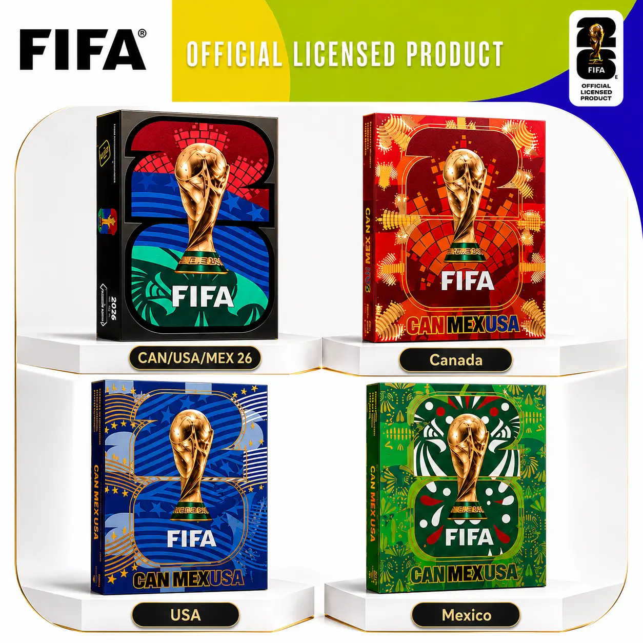 FIFA World Cup 2026 Host Country Logo Wooden Puzzle for Adult, 300 Pieces Irregular Shape Puzzle, 5MM Thick, Creative Collectible Gift for Fans, Officially Licensed Product, 12 x 16 campingessentials