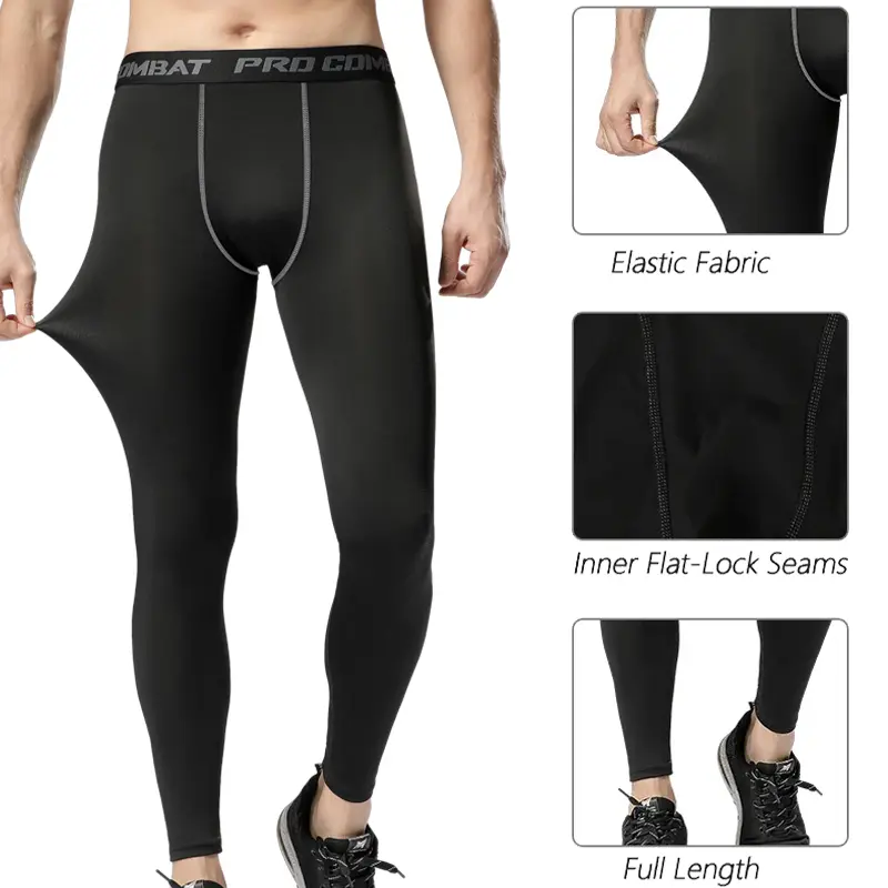 Men's Compression Gym Leggings - Athletic Stretchy Leggings, Breathable Lightweight Athleisure Bottoms, Body Shaping Workout Sports Fabric Smooth Tight Shapewear for Gym Use, Gym Legging