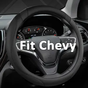 Custom Car Steering Wheel Cover for Chevrolet 14.5-15inch , Chevrolet Steering Wheel Cover(Black - Standard Size)