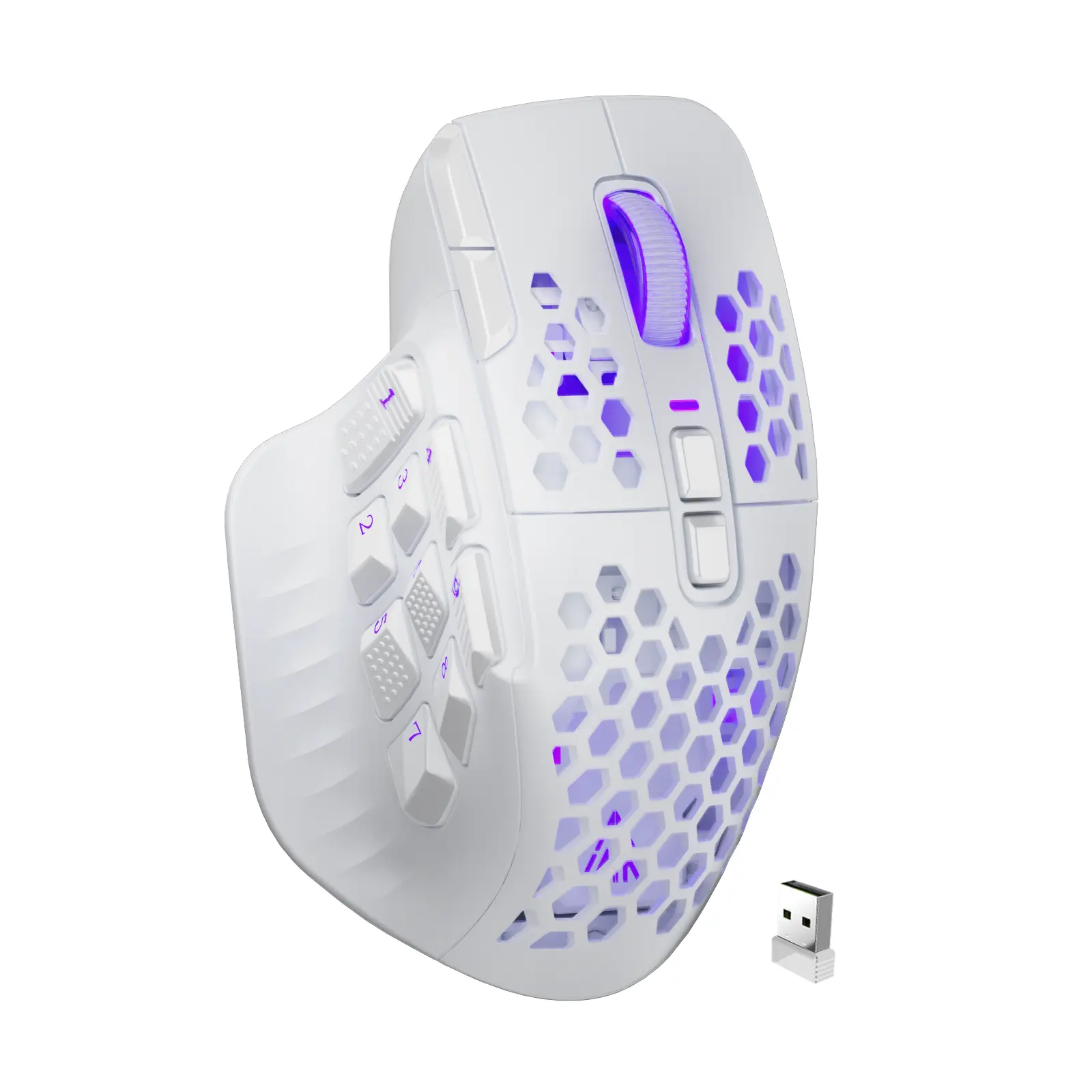 SM809 &Pro Wireless/Wired RGB MMO Gaming Mouse with 9 Side Buttons,24000 DPI,16 Programmable Macros,Triple Connectivity (2.4G/BT5.0/Wired) MMO Mouse for Gamer,Up to 350H Battery Life,White,Gaming Accessoies
