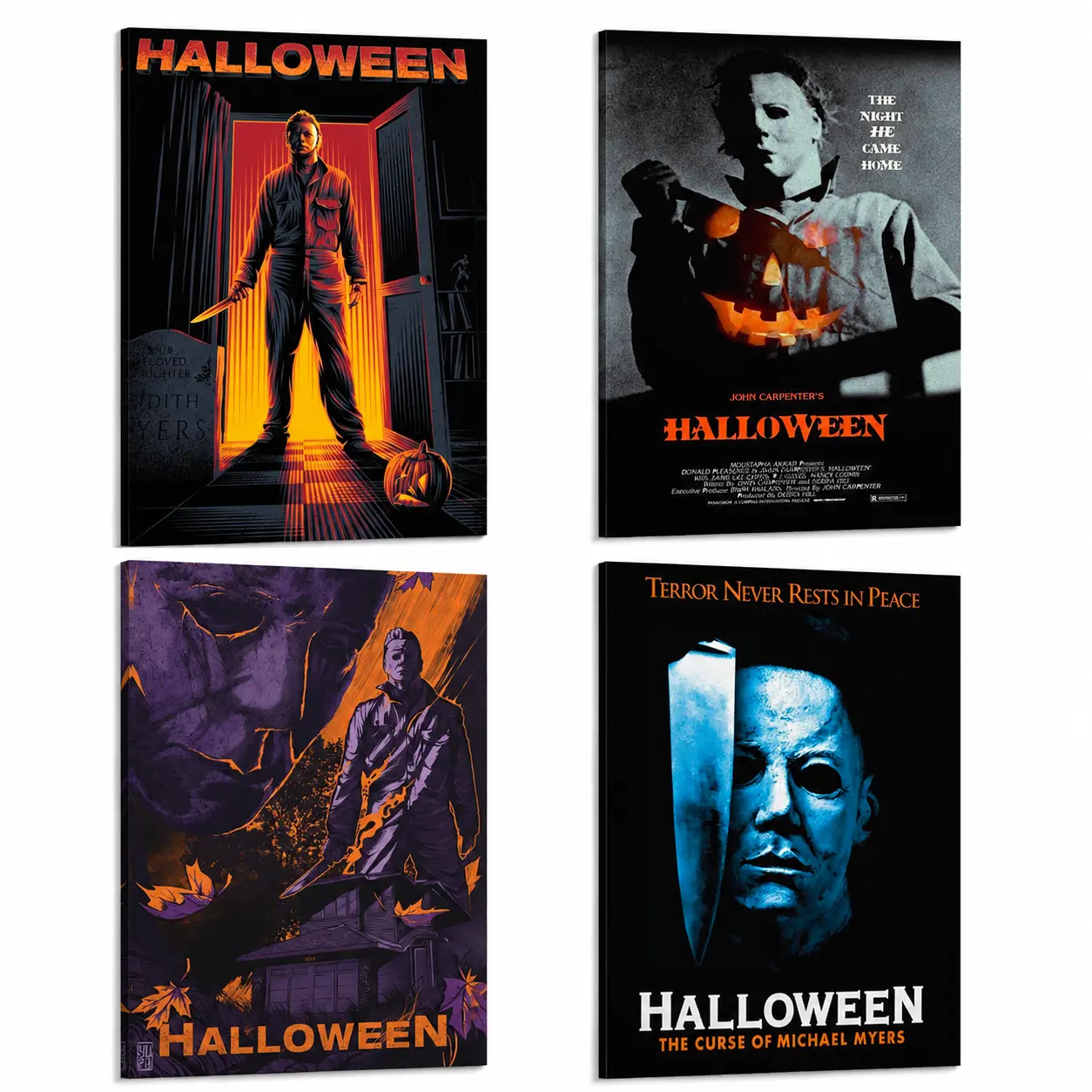 Framed Classic Horror Canvas Wall Art, Fade-Resistant Solid Wood Framed Thriller Film Print, Halloween Character Decor for Man Cave, Ready to Hang