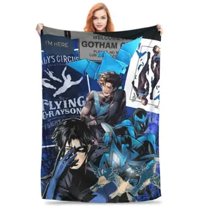 Flannel Throw Blanket Nightwing Warm Plush Blankets Soft Bedspread for Bed Living room Home Picnic Sofa
