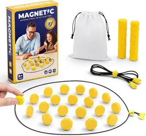 Magnetic Chess Game with 20 Stones & Adjustable Rope, Magnet Game with String, Magnetic Strategy Board Game for Family Game Night, Portable Travel Tabletop Puzzle Game for Kids & Adults