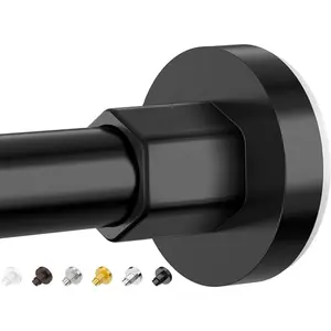 Shower Curtain Rods 32 to 75 Inch, Shower Tension Rod No Drilling Adjustable Shower Rods for Bathroom Non-, No Rust, Black