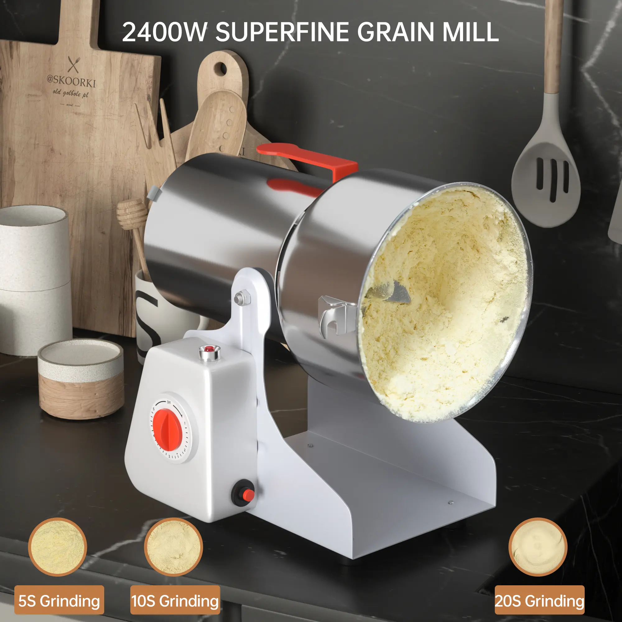 270° Rotatable Head Herb Grain Grinder Electric Mill Cereal Machine, 700g (1.54LBS), High Speed/Durable Life