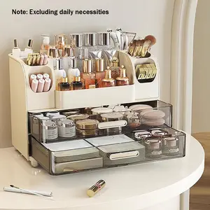 Makeup Organizer Stand for Dressing Table, 2 Large Drawers, Cosmetic Display Box, Brush Storage, Bathroom Counter Organization, Makeup Tray