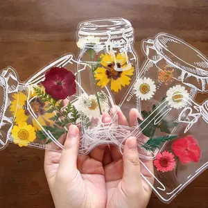 20 PCS Random Pattern Clear Dried Flower Bookmarks, Cute Clear Bookmarks Botanical Specimen, DIY Books Maker Transparent Thousand Floral Page for Pressed Clips Crafts