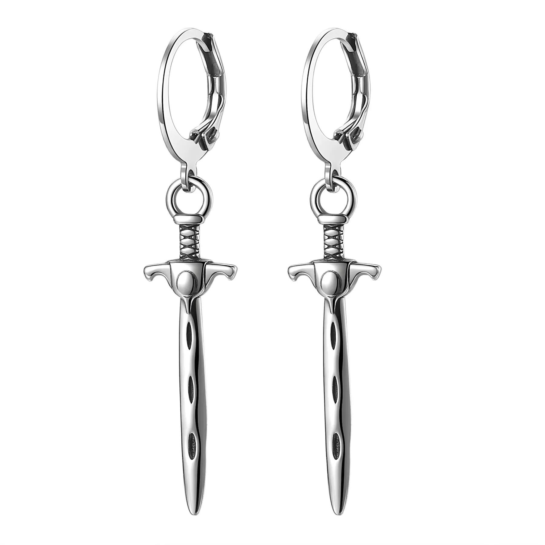 OIDEA Sword-Dagger Drop Earrings, Anti-Rust Stainless Steel Rockstar Punk Earring Sets, Hypoallergenic Silver Costume Jewelry for Men, Anti-Rust Steel Earrings