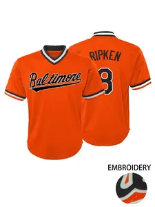 Men's  #8 Orange-Red V-Neck Short Sleeve Pullover Baseball Jersey, Breathable & Comfortable Baseball Shirt, Unisex for Outdoor Sports & Games, All Seasons Wear