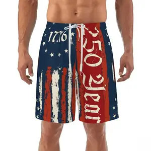 Men's 1776-2026 USA 250th Anniversary USA Flag Shorts - Summer Breathable Bird's Eye Mesh Lining Swim Trunks, Gift for Him