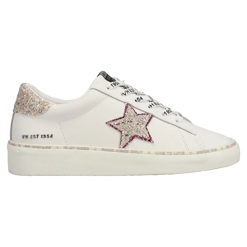 Vintage Havana Womens Galit Glitter Lace Up Sneakers Shoes Casual - White