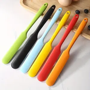 6pcs Silicone Long Blade Spatula Set, Flour Scraper Jam Cheese Heat Resistant, Cake Icing Knife Mixing Tool, Kitchen Utensils, Pastry Decorating Tools, Baking Tools, Baking Supplies