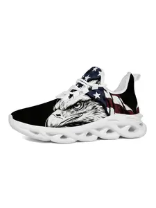Exclusive Recommendation American Flag Eagle Head Sneakers, Patriotic Fashion, Unique Print Eagle Head Design, Classic Sole