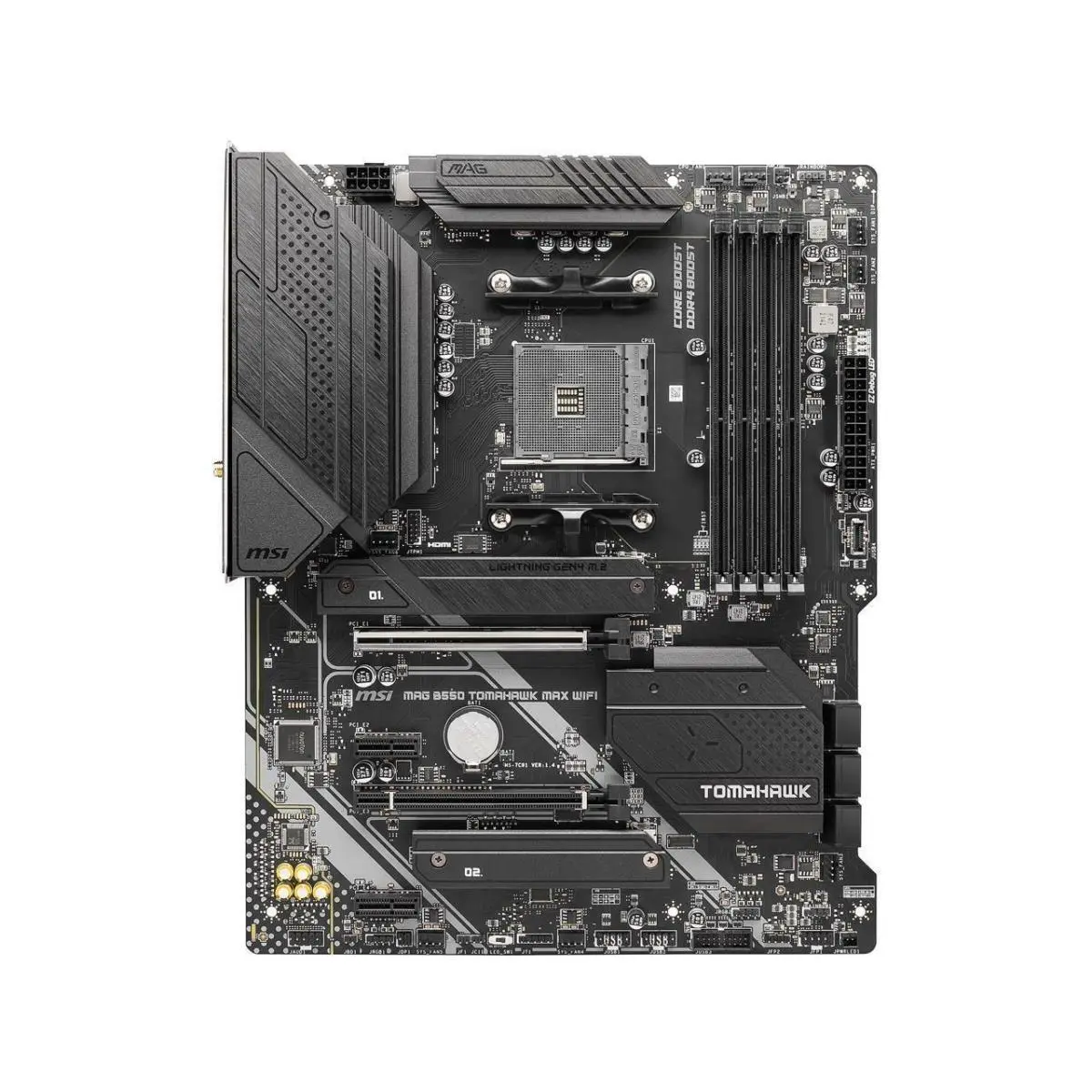 MSI Tomahawk Max Wifi AM4 DDR4 ATX Gaming Motherboard - CPU Compatible, 128GB Capacity, Thick Copper Design, PCIe Expansion Support