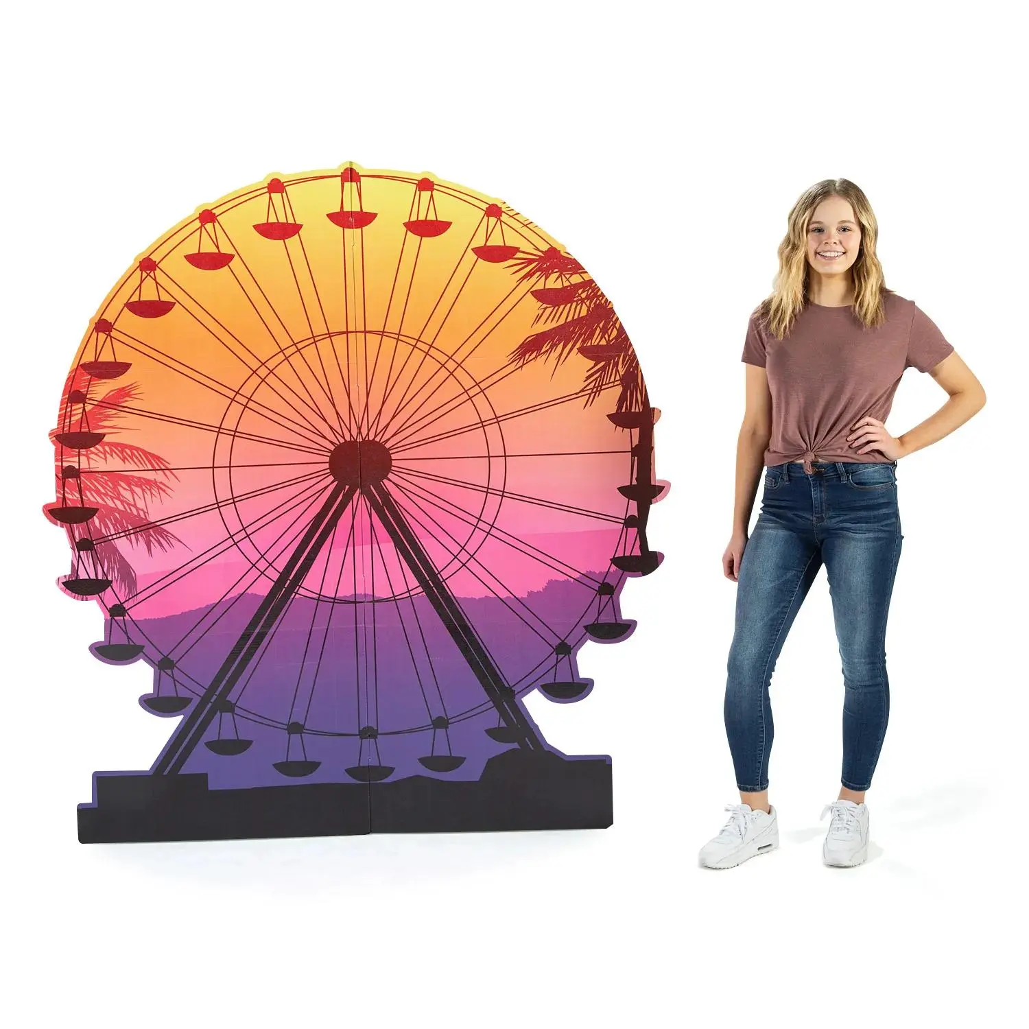 68.5" Tall Stature Ferris Wheel Silhouette Cardboard Cutout Stand-Up - 1-Sided Back Standing Decoration, Photo Prop for Festive & Party Supplies