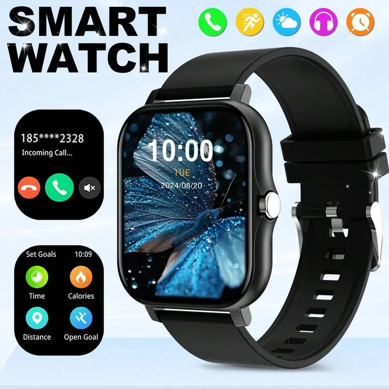 Smartwatch with Full Touch Screen, Multiple sports modes, Supports BT calls, message alerts, music player, Compatible with iOS & Android, Gift For Men and Women, Touchscreen Smart Watch