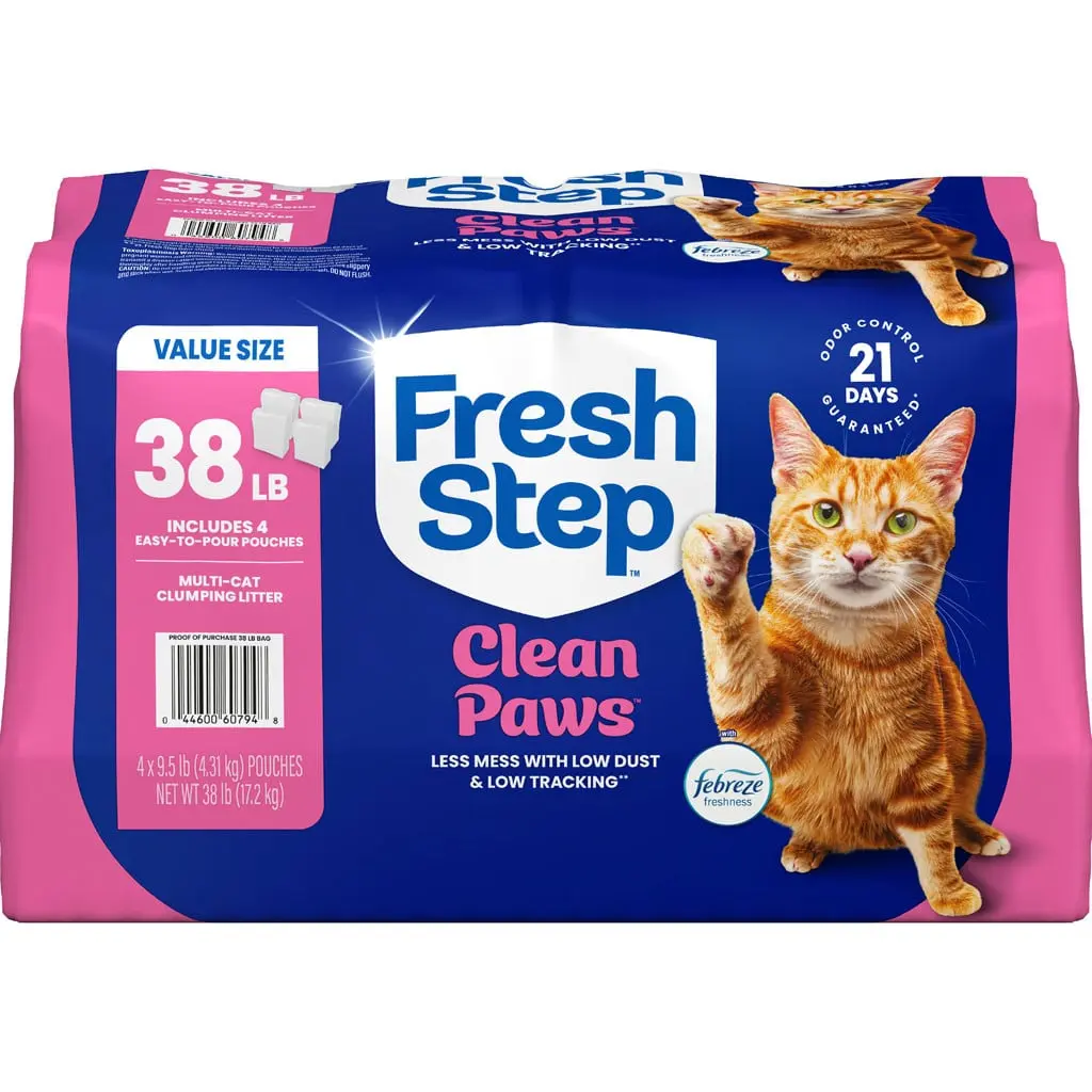 Fresh Step 10044600607945 38 lbs Clean Paws Clumping Cat Litter, Scented