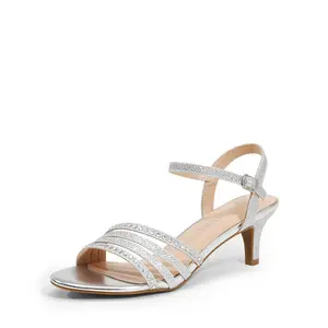 Dream Pairs Women's Glitter Rhinestone Low Kitten Heels