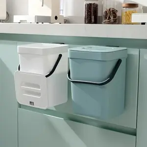 1/2pcs multifunctional trash can, Household Waste Bin, 3L/0.79 gallon 5L/1.32 gallon hanging trash can, convenient kitchen trash can, 2-in-1 wall-mounted trash can, compost bin, office trash can, Home trash can, Kitchen Garbage Can, Home Supplies
