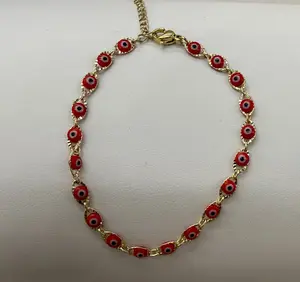 Neyla Gold Laminated Evil Eye Braelect - Red & Black Elegant Design for Daily Wear