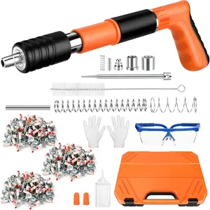 Concrete Nail Gun Kits with 50pcs Nails, 5 Speed Adjustable Portable Cordless Nail Gun for Red Brick Walls,Concrete Walls, Pipe Clamp Fixing Water Pipe, Household Nail Gun Tools