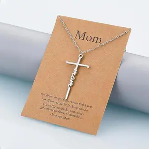 Retro Unisex Christian Long Cross Pendant Necklace - Daily Faith-Based Costume Jewelry, Fashion Accessory for Women, Mom Gift summerwins