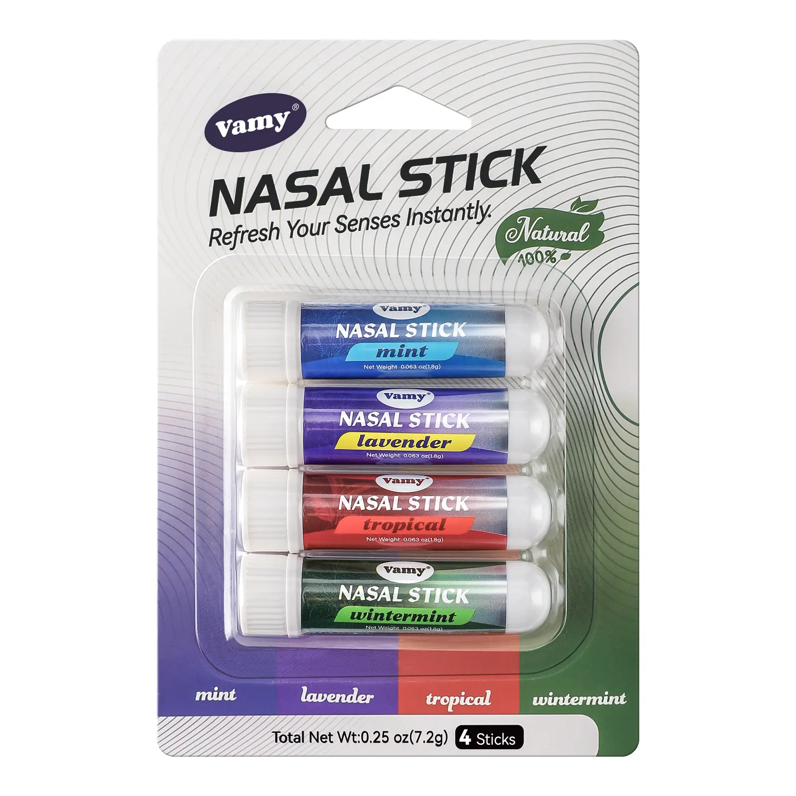Vamy Nasal Stick - Multi-Flavor Nasal Sticks Pack with Lemon, Orange, and Peppermint for Stimulating Aroma and Daily Use Healthcare White Green Liquid Oil Aid Treatment chewable chewable breather Athletes Energy Tropical Senses Alert Wintermint,summervibe