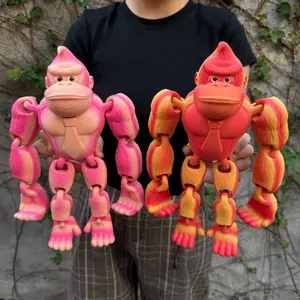 3D Printed Long Arm Gorilla Figurine, Home Decor, Realistic Eyes, Moveable Joints, Articulating Animal Figurines, Christmas Gift, Birthday Present, Animal Statue