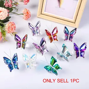 Handmade Crystal Butterfly Figurine Decor, Glass Butterfly Gift for Women with Base, Animal Collectible Statue for Home Office, Collectible Room Decor, Decorative Sculptures, Statues for Home Decor