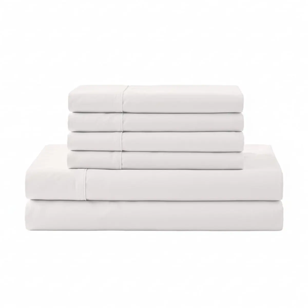 Linen Home 100% Cotton Percale Sheet Set, Deep Pocket, 6 Pieces Set - 1 Flat, 1 Deep Pocket Fitted Sheet and 4 Pillowcases, Crisp Cool and Strong Bed Linen