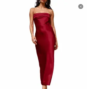 Women's Sexy Satin Silk Sleeveless Backless Tube Maxi Dress - Low Back Hollow Out, Formal Wear, Basic Wedding Guest Evening Dress
