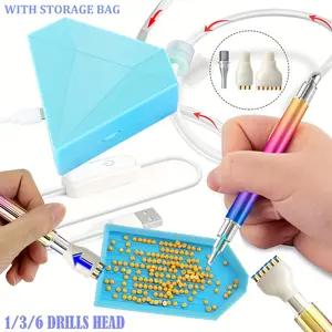 Diamond Painting Kit Set, Metal Diamond Art Pen, Metal Tip, 3/6 Drill Bits, Storage Bag, Portable Tray, Adult Use, Alloy Diamond Pens, Diamond Art Tools, Crafts
