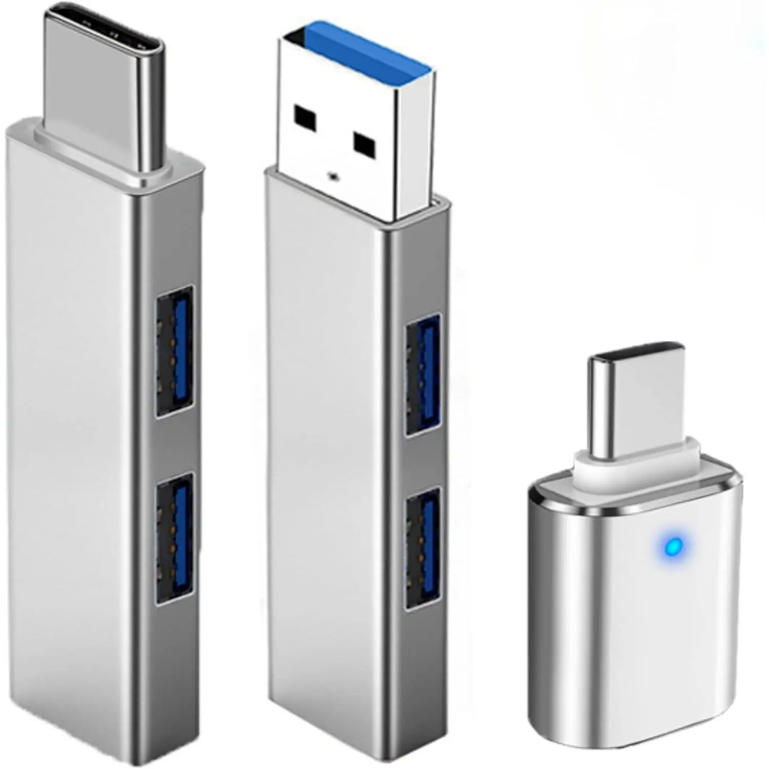 3 count USB Adapter Kit - USB 3.0 Hub, Type C to USB Adapter, USB-C Male to USB A Female OTG Splitter Extension - Universal Compatibility for , , PC, ,  & More