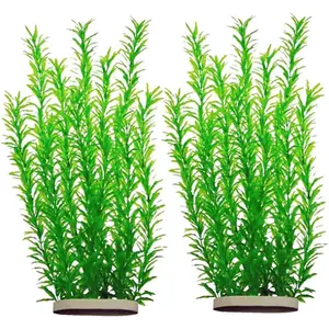 2 pcs Extra Large 21 Inches Artificial Plastic Aquarium Plants Tall Green Artificial Water Plants Decorations for Fish Tank (Green)